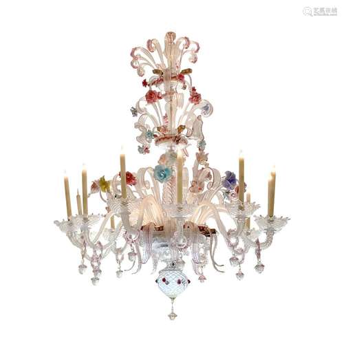 A MURANO GLASS TEN-LIGHT CHANDELIER20th century