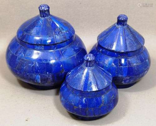 Lapis Lazuli Amazing Set Pots - 121×118×121 mm - 1360 g - (3...