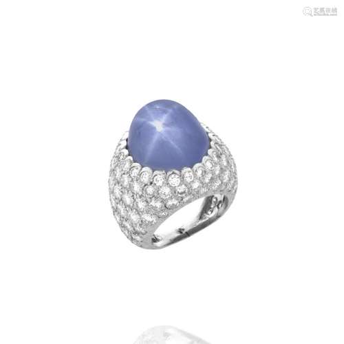 Sapphire, Diamond and 18K Ring