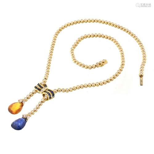 Sapphire, Diamond and 18K Necklace