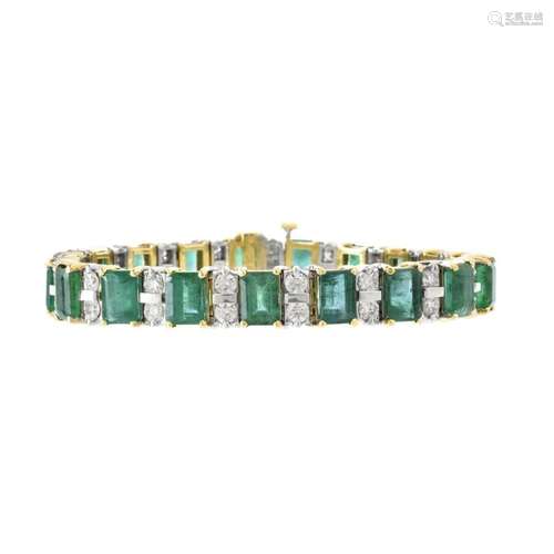 Emerald, Diamond and 14K Bracelet