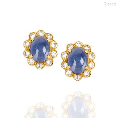 Sapphire, Diamond and 18K Earrings