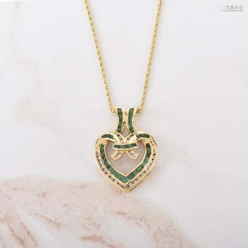 Emerald, Diamond and 14K Necklace