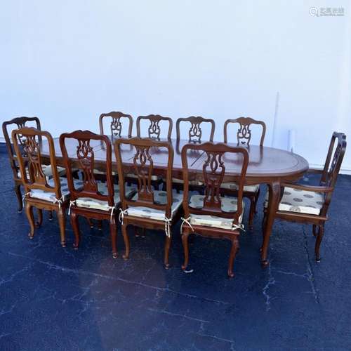 Chinese Dining Table w/ Ten Chairs