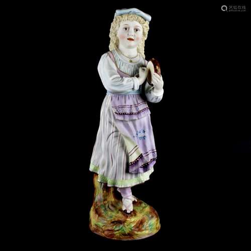 Large German Bisque Porcelain Figurine