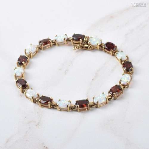 Opal, Garnet and Vermeil Bracelet