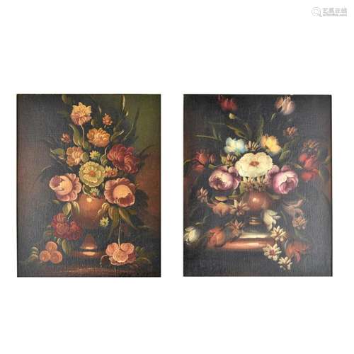 Pair of Vintage Floral Still Life Paintings