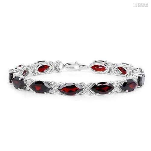 23.64 Carat Genuine Garnet .925 Sterling Silver Bracelet 7.5...