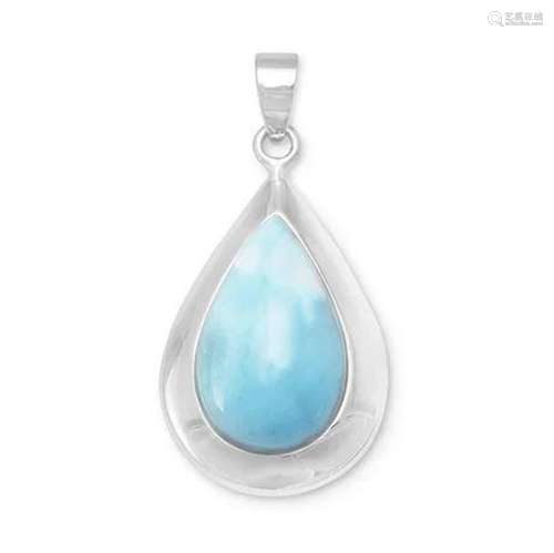 Pear Shape Larimar Pendant .925 Sterling Silver New