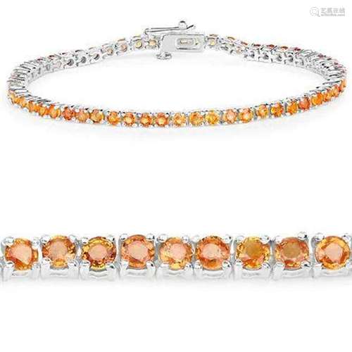 7.70 Carat Genuine Orange Sapphire .925 Sterling Silver Brac...