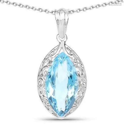 8.22 Carat Genuine Swiss Blue Topaz .925 Sterling Silver Pen...