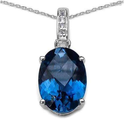 7.82 Carat Genuine London Blue Topaz and White Topaz .925 St...