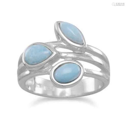 Multishape Larimar Ring Size 7 .925 Sterling Silver New