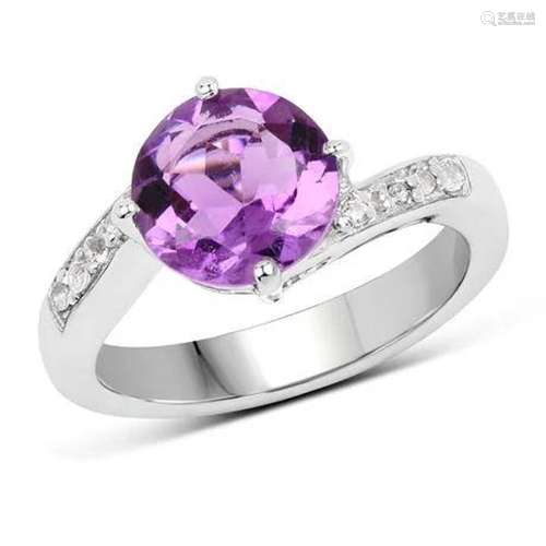 2.55 Carat Genuine Amethyst and White Topaz .925 Sterling Si...