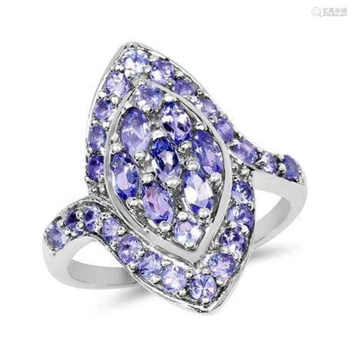 1.40 carat Genuine Tanzanite .925 Sterling Silver Ring Size ...