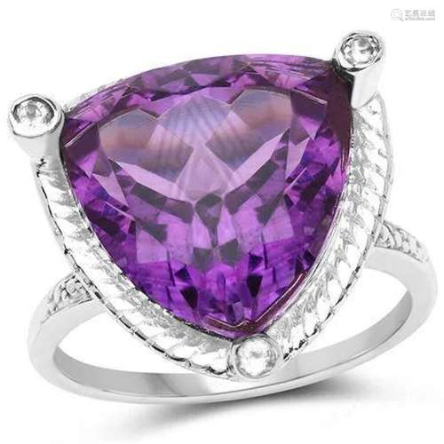 8.29 carat Genuine Amethyst and White Topaz .925 Sterling Si...