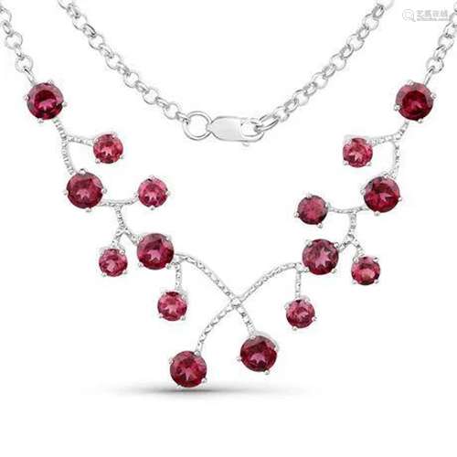 6.00 carat Genuine Rhodolite Garnet .925 Sterling Silver Nec...