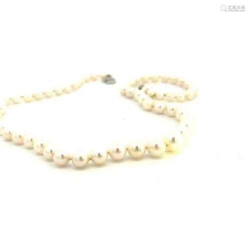 Vintage Sterling Silver Graduated Freshwater Pearl Necklace ...