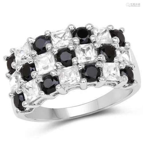 3.23 carat Genuine White Topaz and Black Spinel .925 Sterlin...