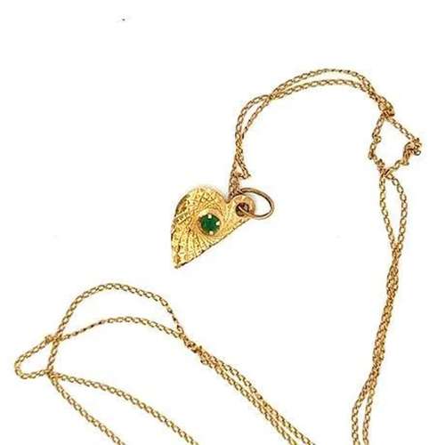 14kt Yellow Gold Necklace 19" with Half Heart Pendant