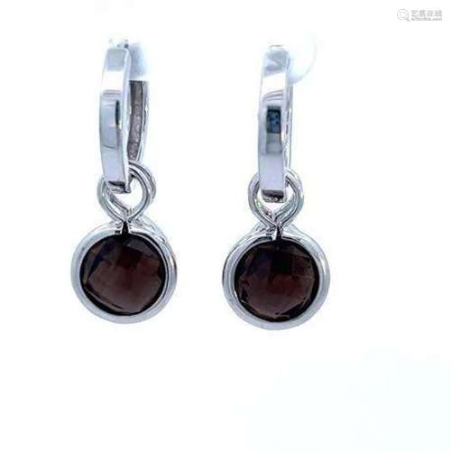 Vintage Sterling Silver Earrings with Smoky Quartz non