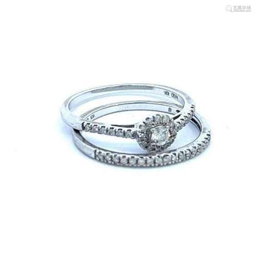 New 10kt White Gold Engagement Ring and Wedding Band Set .40...