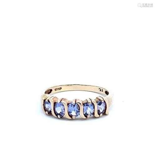 Estate 10kt Yellow Gold Ring with Five Oval Tanzanites Size ...