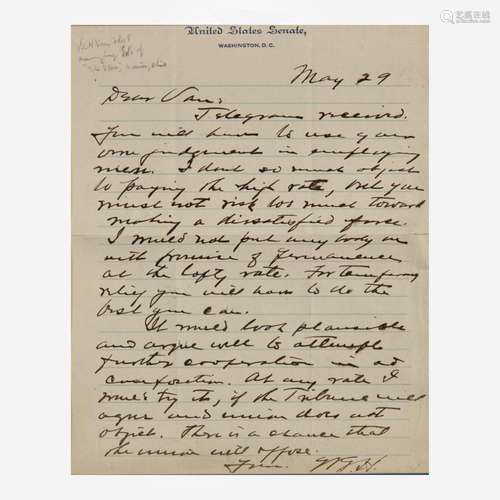 [Presidential] Harding, Warren G. Autograph Letter, initiale...