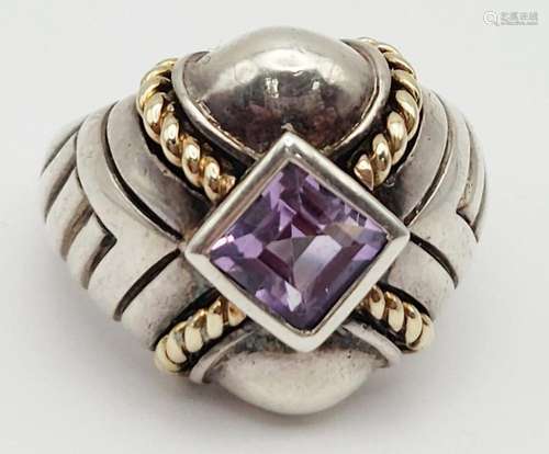 PURPLE AMETHYST 14k GOLD & STERLING RING