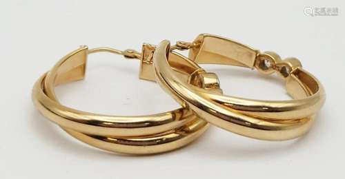 14k GOLD HOOP EARRINGS with CZ's