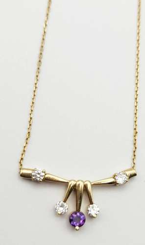 10k GOLD FASHION NECKLACE w/GEM STONES