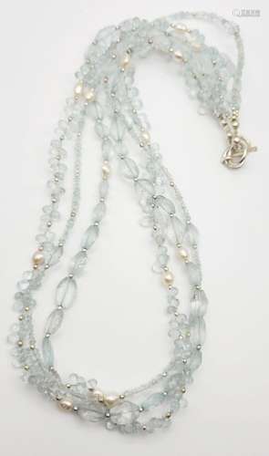 MULTI-STRAND STERLING BEADED NECKLACE