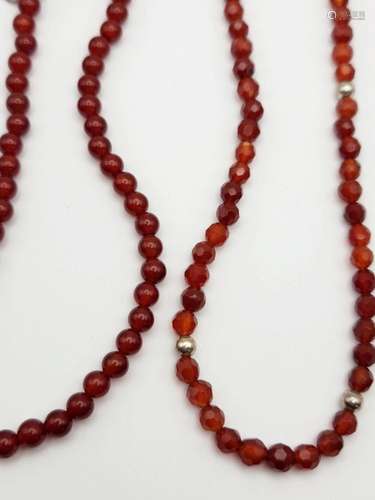 STERLING & ORANGE/RED BEADED LOT