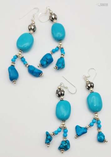 PRETTY BLUE STONE & STERLING EARRINGS