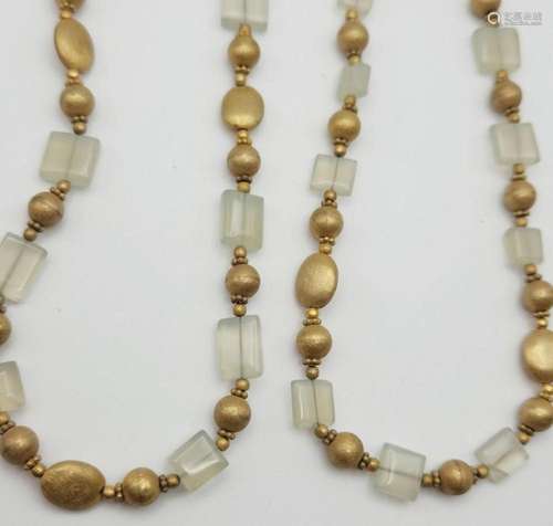 (2) GOLD TONED STERLING BEADED NECKLACES