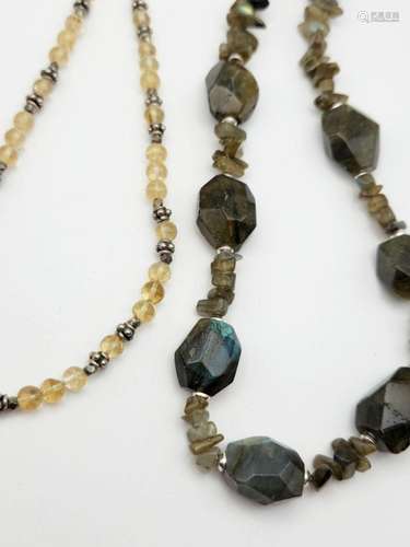 (2) STERLING & AGATE NATURAL STONE NECKLACES