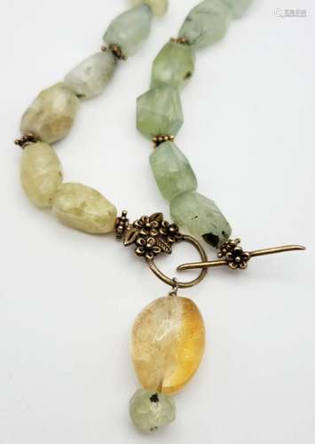 GREEN AVENTURINE CHUNKY STERLING NECKLACE