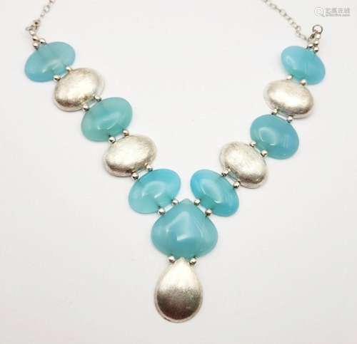 CABACHON BLUE STONE & STERLING COLLAR