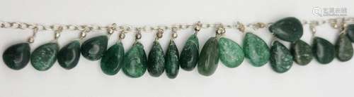 NEW! 9" JADEITE/ STERLING SILVER BRACELET