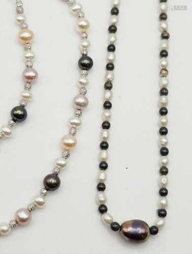 2-FRESH WATER PEARL NECKLACES W/ BRACLET- SEE PICS