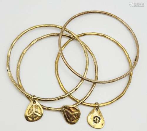 4-GOLD TONED STERLING BANGLES WITH CHARMS