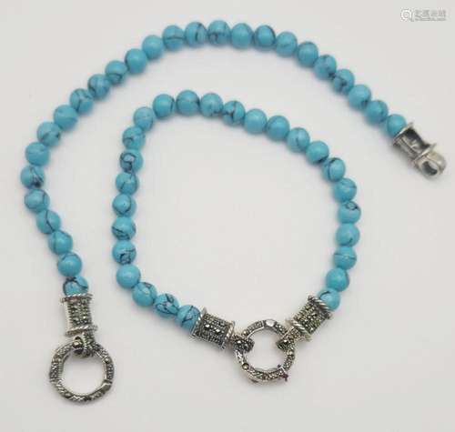 2-7.5 INCH HOWLITE AND STERLING BRACELETS