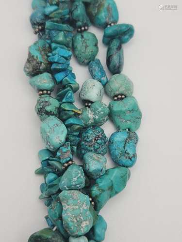 7.5 INCH MULTI STRANDED TURQUOISE BEADED