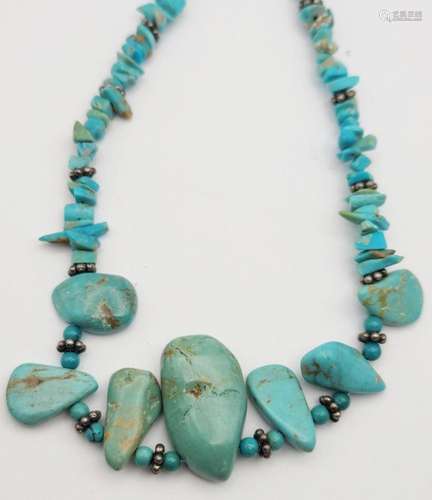 SOUTHWESTERN STERLING TURQUOISE BEADED