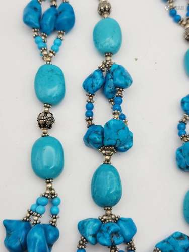 SET! MULTI STRANDED TURQUOISE & 925 BEADED