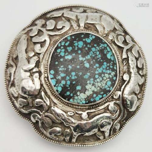 LARGE! SOLID STERLING CIRCULAR BELT BUCKLE