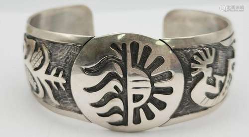 KOKOPELLI STERLING ARM BAND/CUFF-MARKED MEXICO