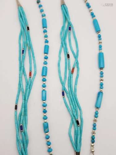 4-FAUX TURQUOISE & 925 BEADED BRACELETS