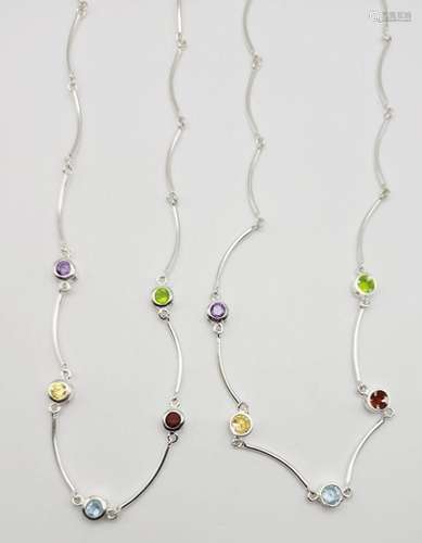 2-NEW! 16 IN STERLING NECKLACES WITH MULTI