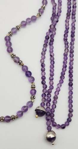 2-AMETHYST BEADED NECKLACES WITH 925 ACCENTS